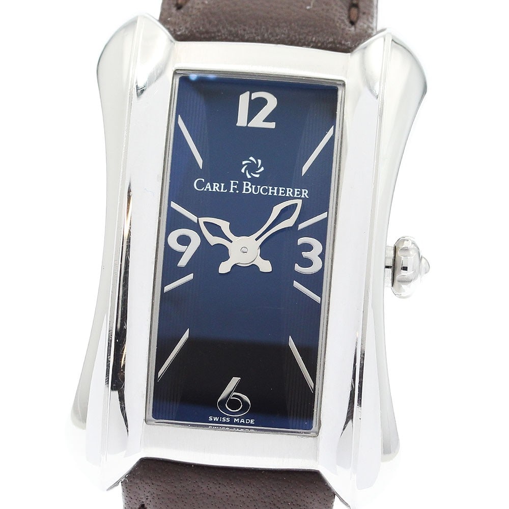 Carl F Bucherer Alacria Quartz Ladies Wristwatch 10701.08: Carl F Bucherer Alacria Quartz Ladies Wristwatch 10701.08 This Carl F. Bucherer Alacria women's wristwatch features a stainless steel case and a black leather band. The watch is powered by a reliable 