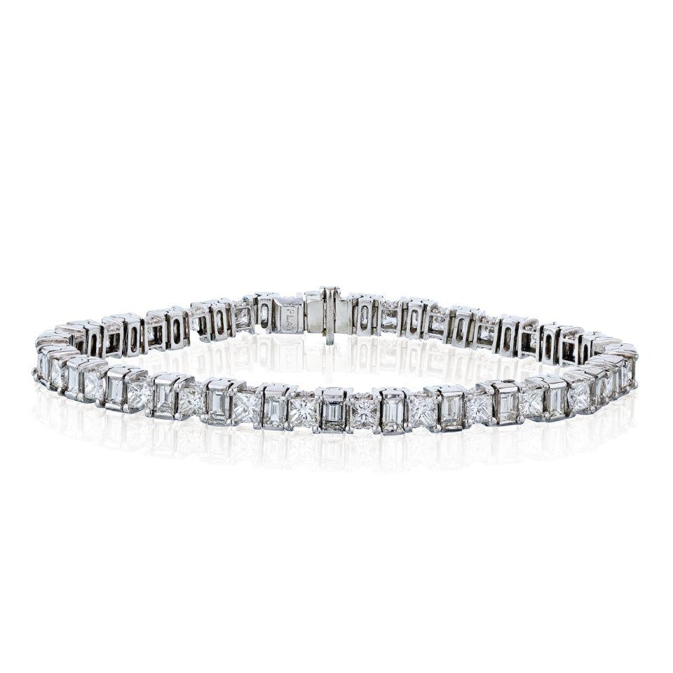 Platinum Diamond Tennis Bracelet 12.00 cttw 7 Inch Circa 1960s
