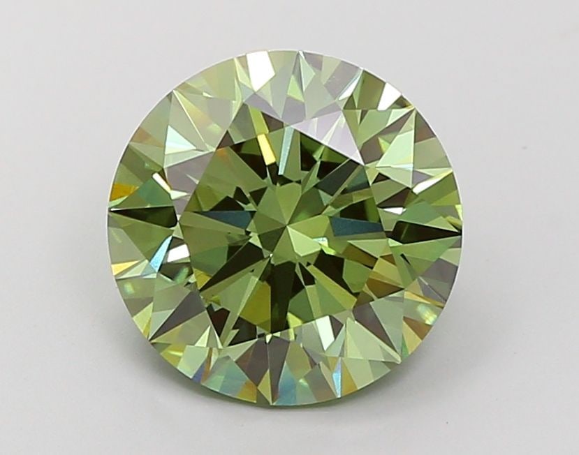 Ideal Loose Diamond - ROUND 5.38ct Fancy Vivid Green VVS2