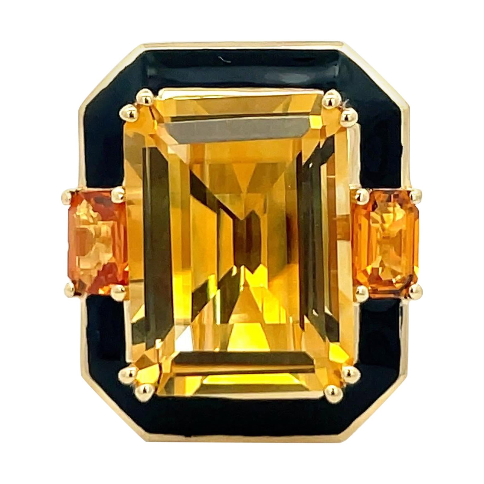 Harbor Diamonds 18K Yellow Gold Citrine Diamond Cocktail Ring 12.84 CTTW
