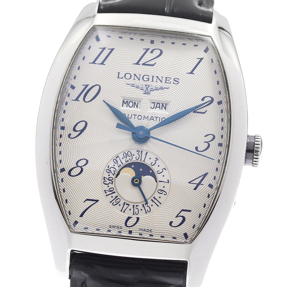 Longines Evidenza L2.671.4 mens wristwatch triple calendar moon phase: Longines Evidenza L2.671.4 mens wristwatch triple calendar moon phase Longines Evidenza Triple Calendar Moon Phase men's wristwatch. This pre-owned Swiss-made watch features the Evidenza model line an
