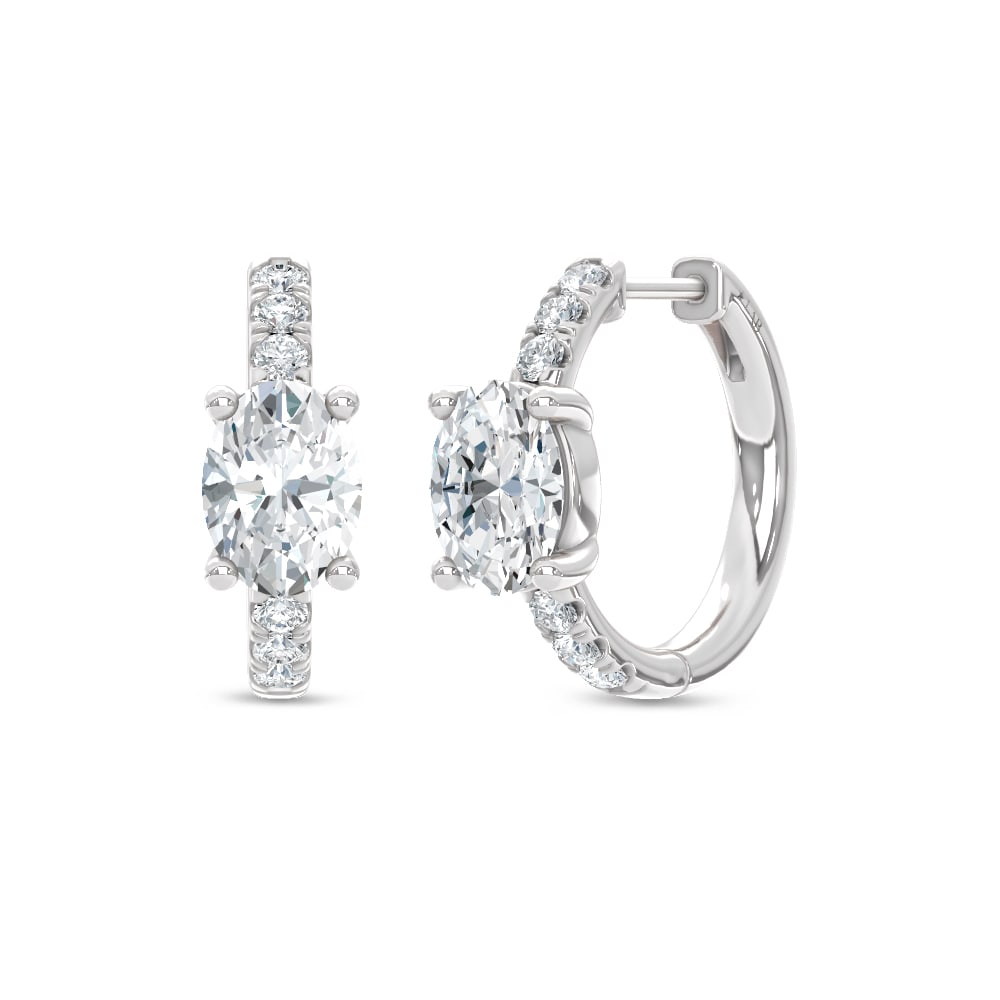14K White Gold Lab Grown Diamond Channel set 1 3/4 Ct.Tw. Round and Oval Shape Hoop Earrings: 14K White Gold Lab Grown Diamond Channel set 1 3/4 Ct.Tw. Round and Oval Shape Hoop Earrings 14K white gold hoops with 1 3/4 Ct.Tw. lab-grown diamonds in round and oval shapes, channel set. 14k White 