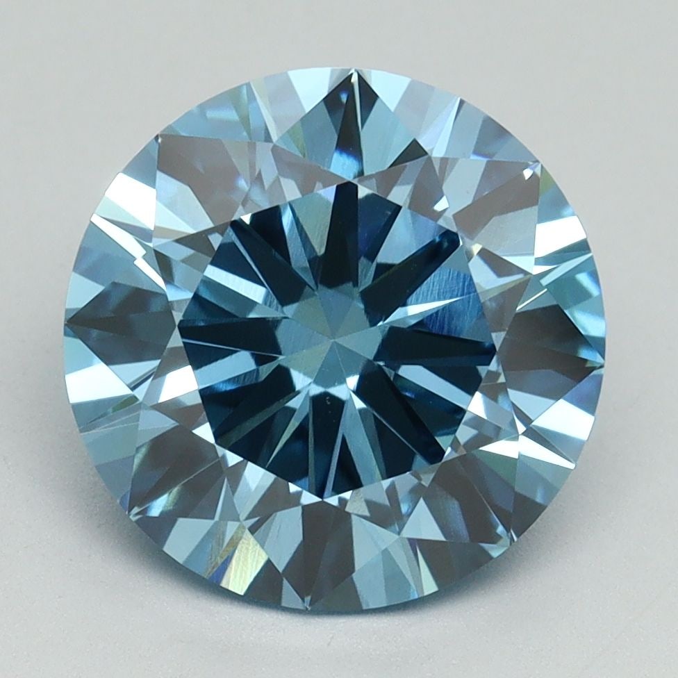 Loose Diamond - ROUND 4.01ct Fancy Vivid Blue VVS2: Loose Diamond - ROUND 4.01ct Fancy Vivid Blue VVS2 Source: This is a real non-mined Diamond that has been grown in a lab Shape: ROUND Carats: 4.01 Color: Fancy Vivid Blue Certification: IGI Video: