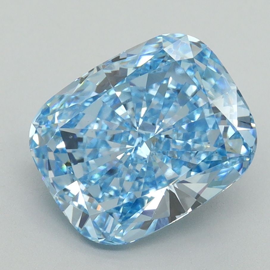 Loose Diamond - CUSHION BRILLIANT 3.02ct Fancy Vivid Blue VS2: Loose Diamond - CUSHION BRILLIANT 3.02ct Fancy Vivid Blue VS2 Source: This is a real non-mined Diamond that has been grown in a lab Shape: CUSHION BRILLIANT Carats: 3.02 Color: Fancy Vivid Blue Certif