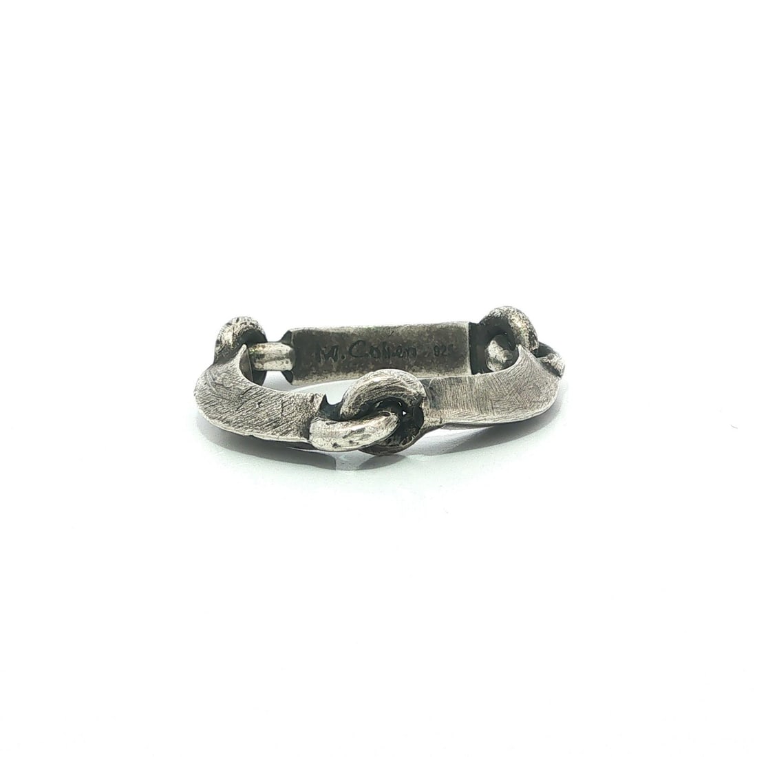 Sterling Silver Caelum Link Band Ring by M Cohen Size 9