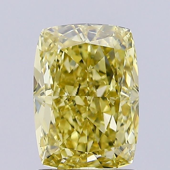 Loose Diamond - CUSHION BRILLIANT 1.65ct Fancy Intense Greenish Yellow VS1