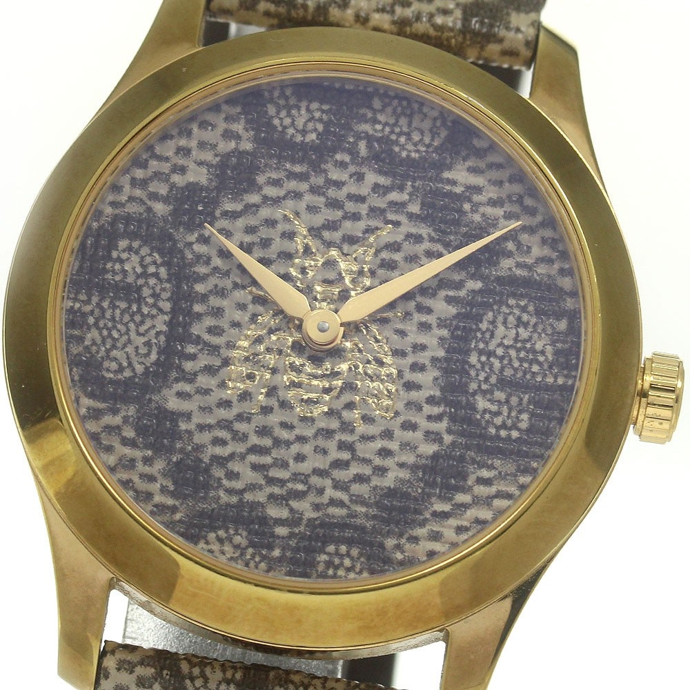 Gucci G Timeless Womens Quartz Wristwatch Ref 126.4 YA1264068A: Gucci G Timeless Womens Quartz Wristwatch Ref 126.4 YA1264068A This Gucci G-Timeless women's quartz wristwatch is a pre-owned watch from Japan, offered as watch only with no accessories. It features a
