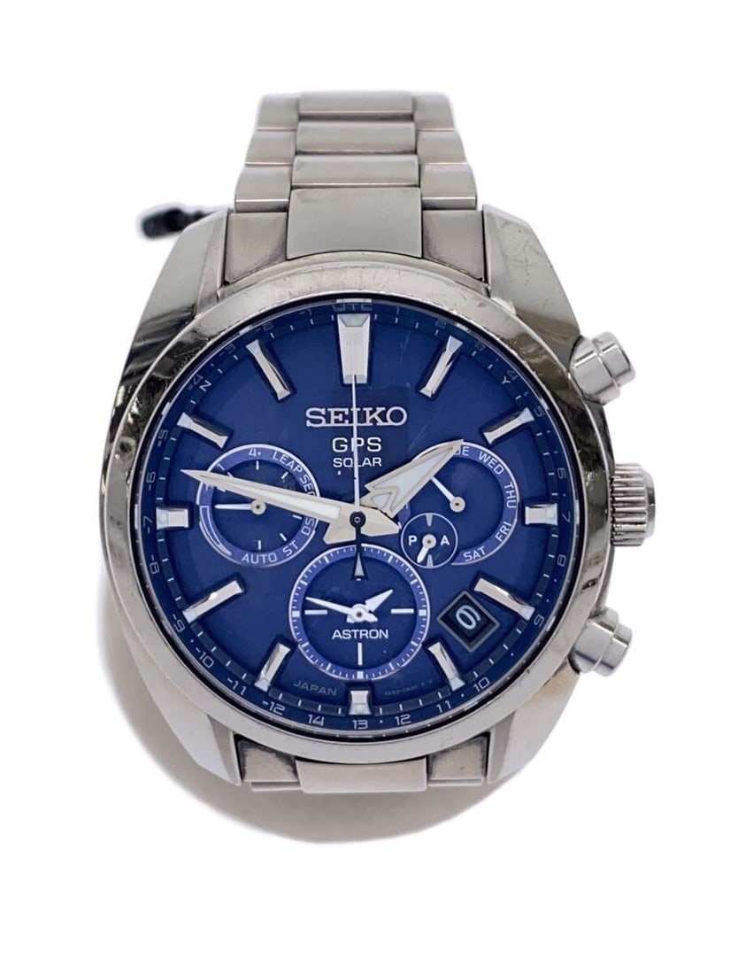 Seiko Astron Solar Dual Time Blue Dial Men's Wristwatch 5X53-0AJ0: Seiko Astron Solar Dual Time Blue Dial Men's Wristwatch 5X53-0AJ0 This SEIKO ASTRON Dual Time men's wristwatch features a blue dial and solar-powered movement. Crafted in Japan, the watch offers dual 