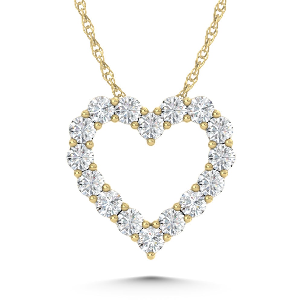 14K Yellow Gold Lab Grown Diamond 2 Ct.Tw. Heart Pendant