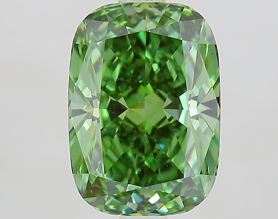 Loose Diamond - CUSHION MODIFIED 2.61ct Fancy Vivid Green VVS2