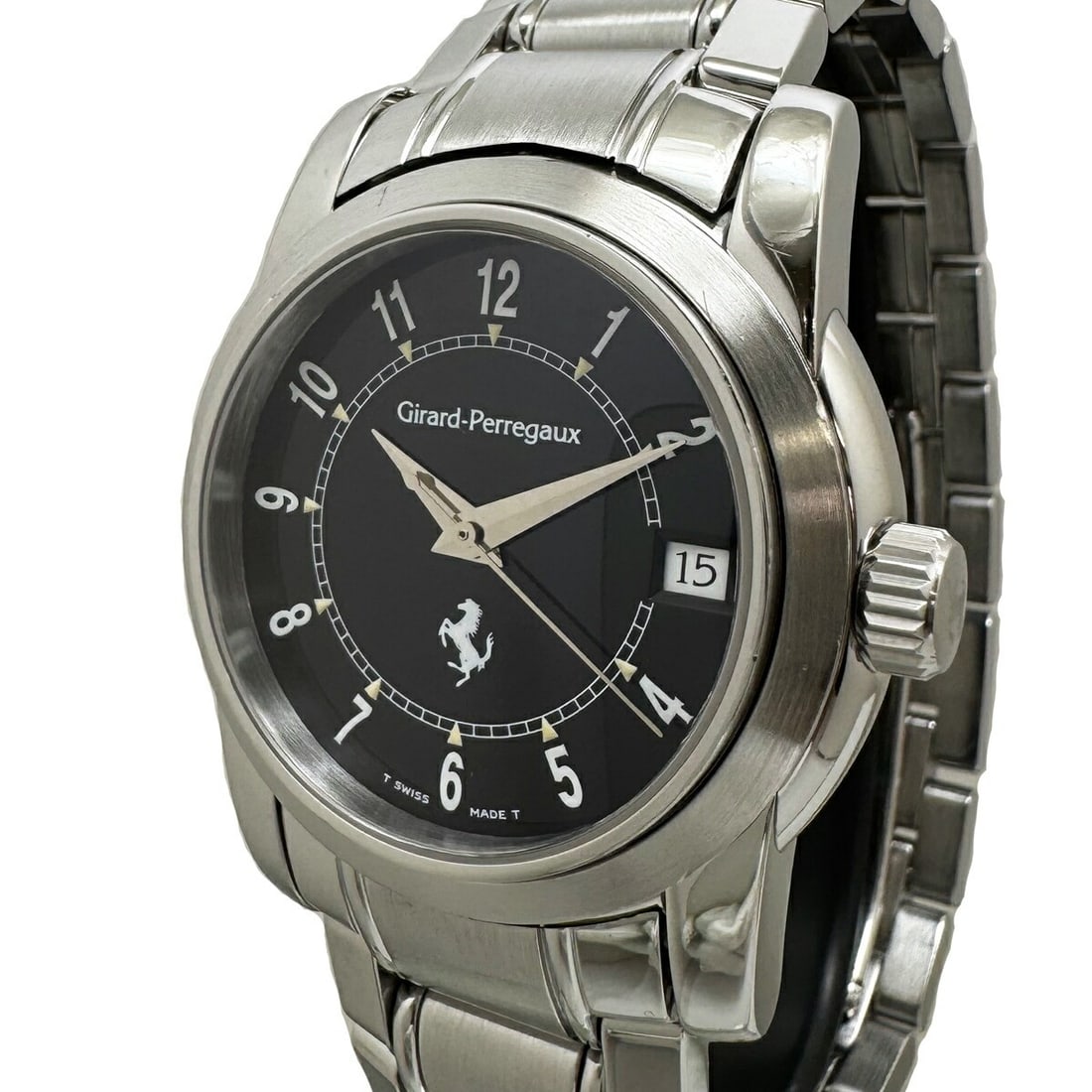 Girard Perregaux Ferrari Automatic Stainless Steel Wristwatch 8025: Girard Perregaux Ferrari Automatic Stainless Steel Wristwatch 8025 This Girard Perregaux Ferrari men's wristwatch features a stainless steel case with a width of approximately 36mm (excluding crown) a
