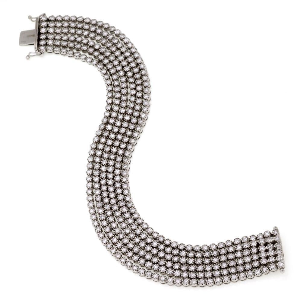 Estate 9.97ct Diamond 18k White Gold 6 Strand Bracelet