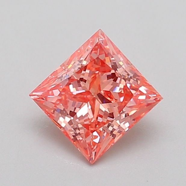 Loose Diamond - PRINCESS 0.89ct Fancy Vivid Orangey Pink SI1