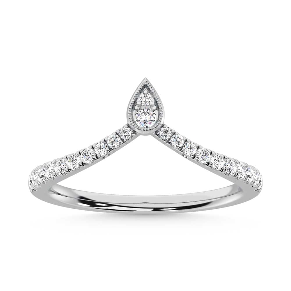 10K White Gold Diamond 1/4 Ct. Tw. Chevron Band
