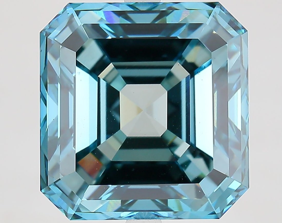 Loose Diamond - SQUARE EMERALD 11.84ct Fancy Vivid Blue VS1