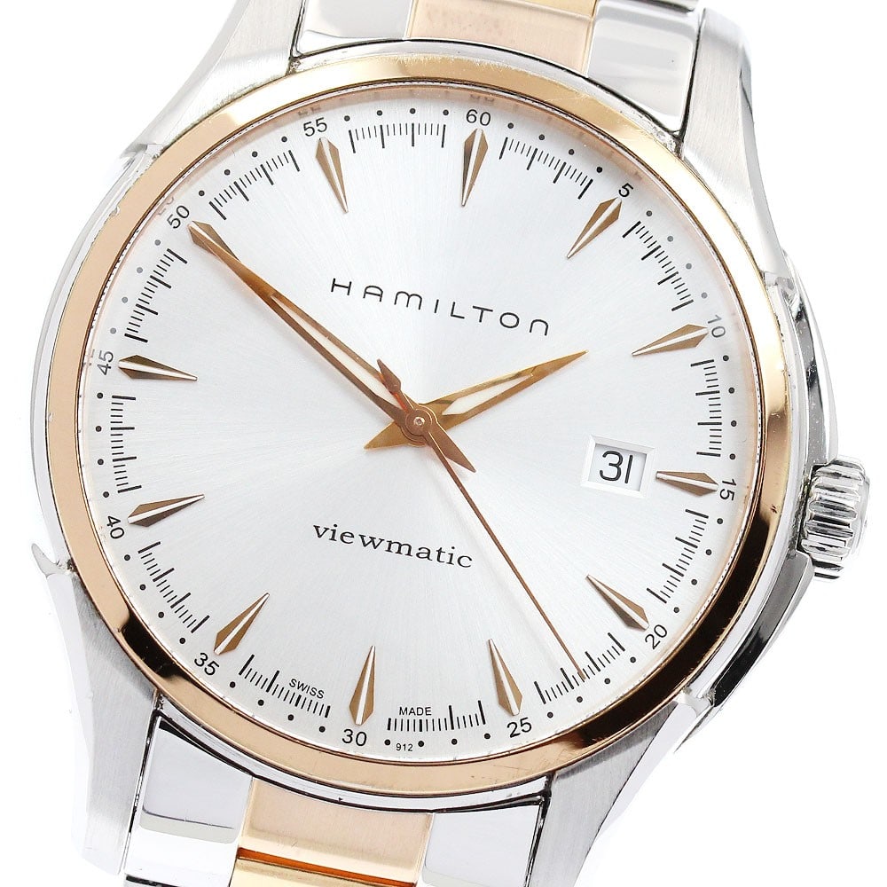 Hamilton Jazzmaster Viewmatic H325250 Automatic Date Men's Watch: Hamilton Jazzmaster Viewmatic H325250 Automatic Date Men's Watch This Hamilton Jazzmaster Viewmatic Date men's wristwatch features a stainless steel and gold-plated case and band, with a silver dial a