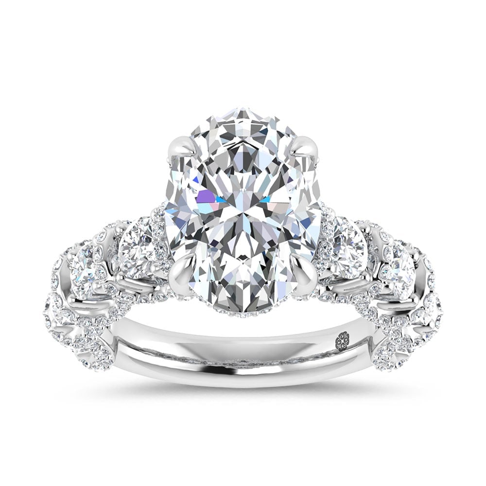 14K White Gold 7 Ct.Tw. Lab Grown Diamond Engagement Ring (IGI Certified Center 5ct)