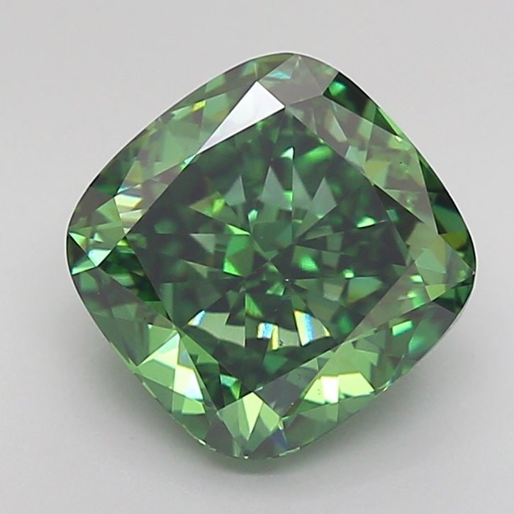 Loose Diamond - CUSHION MODIFIED 3.1ct Fancy Vivid Green VS1
