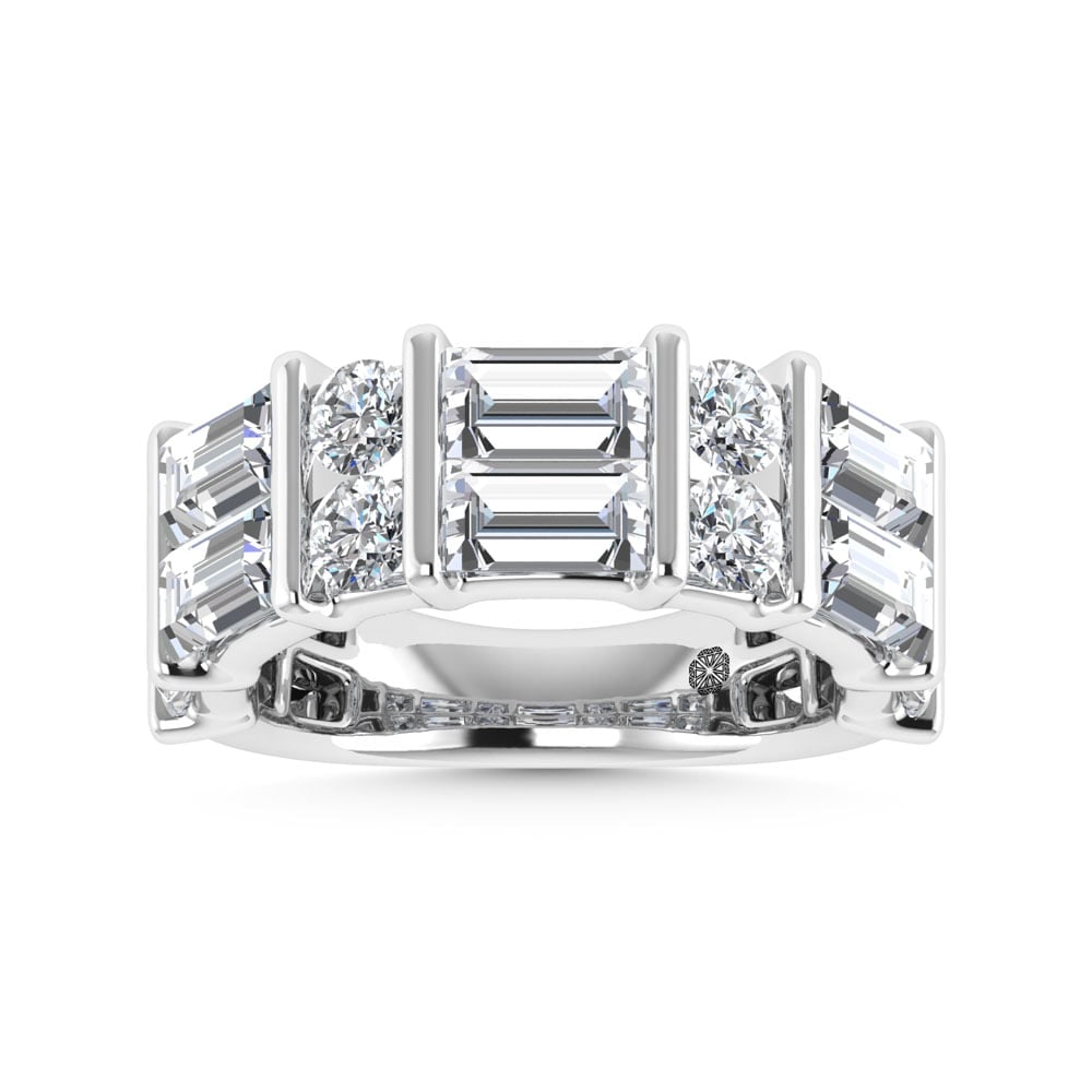 14K White Gold 3 Ct.Tw. Lab Grown Diamond Round and Baguette Cut Fashion Band