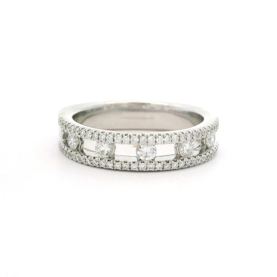 Charles Krypell 18k White Gold 0.59ct Diamond Floating Band Ring