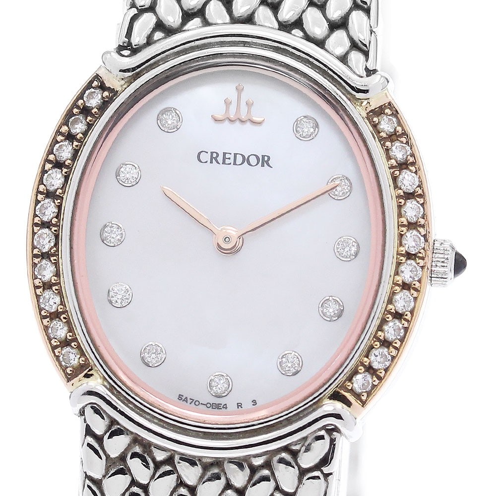 Seiko Credor Oval quartz women's stainless steel wristwatch: Seiko Credor Oval quartz women's stainless steel wristwatch This Seiko Credor Oval women's wristwatch features a stainless steel and pink gold case with a stainless steel bracelet. The watch showcases