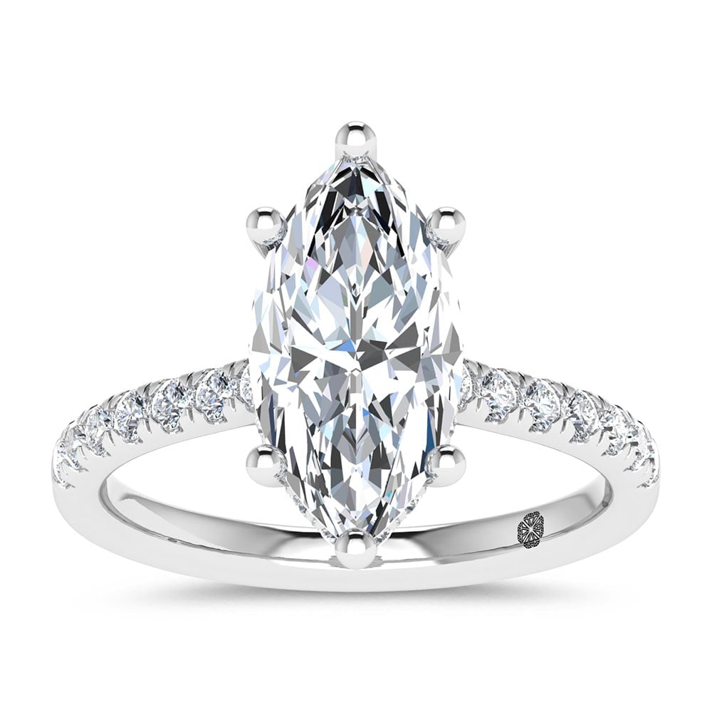 14K White Gold 3 3/8 Ct.Tw. Lab Grown Diamond Marquise Shape Engagement Ring (IGI Certified Center: 14K White Gold 3 3/8 Ct.Tw. Lab Grown Diamond Marquise Shape Engagement Ring (IGI Certified Center 3ct) Discover subtle brilliance and modern elegance with our Hidden Halo Diamond Engagement Ring. Thi