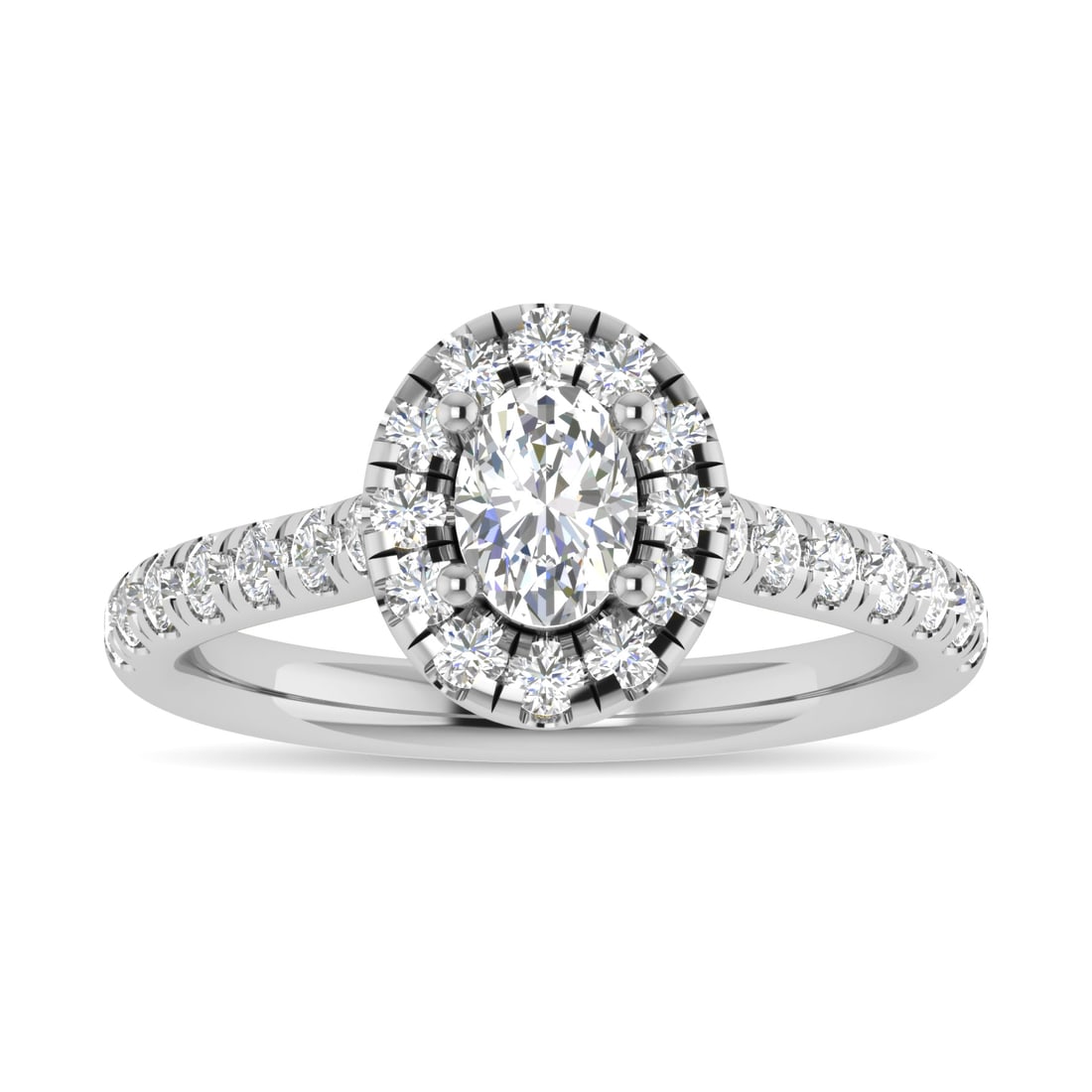 Diamond 1 Ct.Tw. Oval Shape Engagement Ring in 14K White Gold