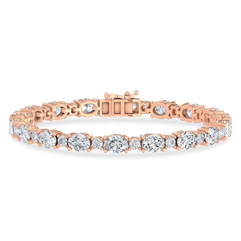 14K Rose Gold Lab Grown Diamond 11 Ct.Tw. Oavl and Round Fancy Bracelet