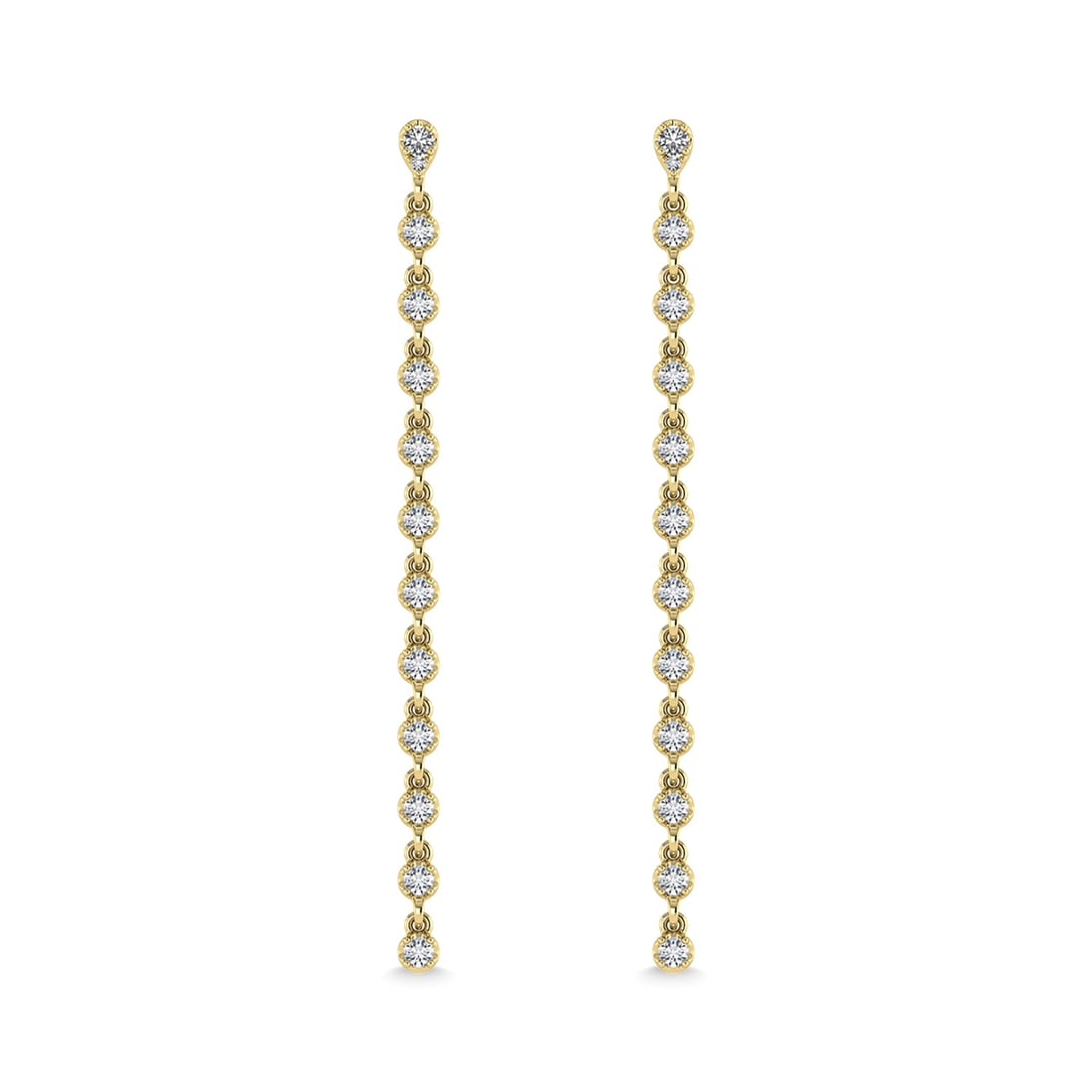 14K Yellow Gold Diamond 3/4 Ct.Tw. Dangle Earrings