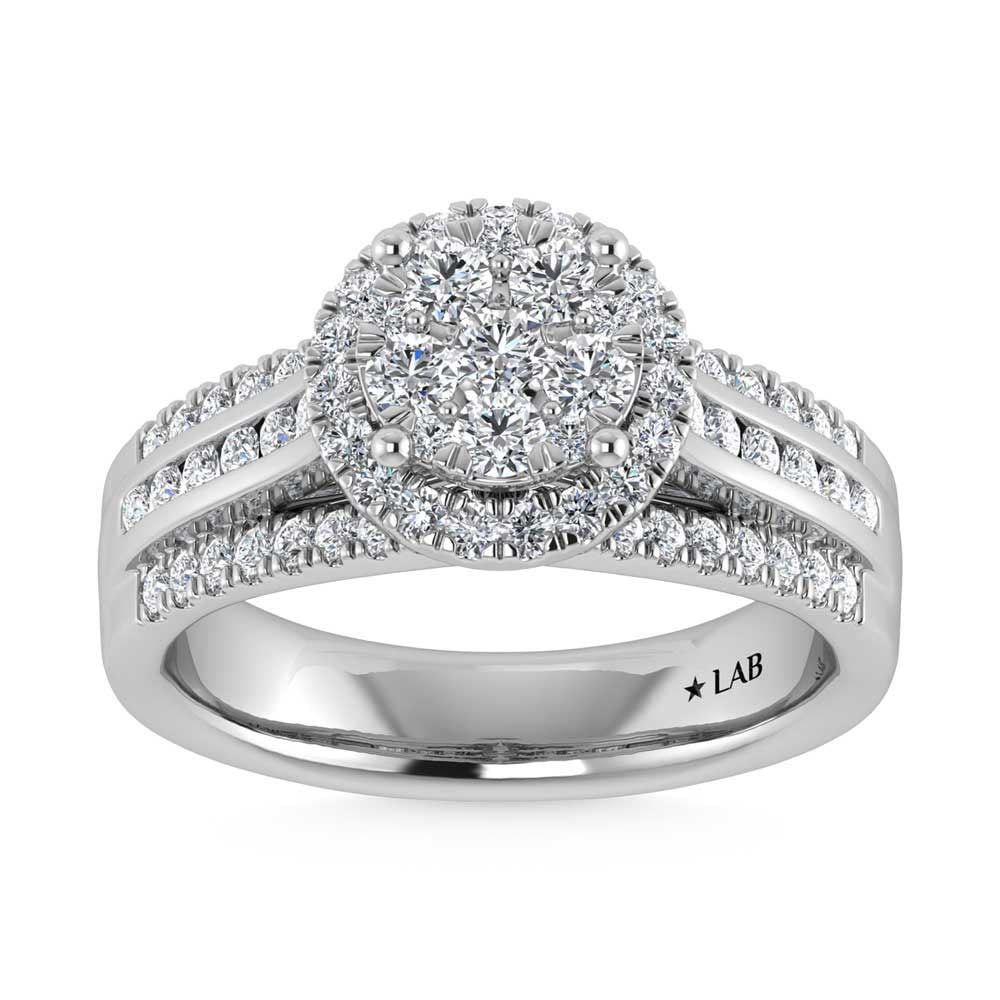14K White Gold 2 Ct.Tw. Diamond Engagement Ring: 14K White Gold 2 Ct.Tw. Diamond Engagement Ring This amazing Engagement Ring is available in 14K White Gold. There are 88 round diamonds with a total carat weight of 2 Ct.Tw. set in a channel / invisi