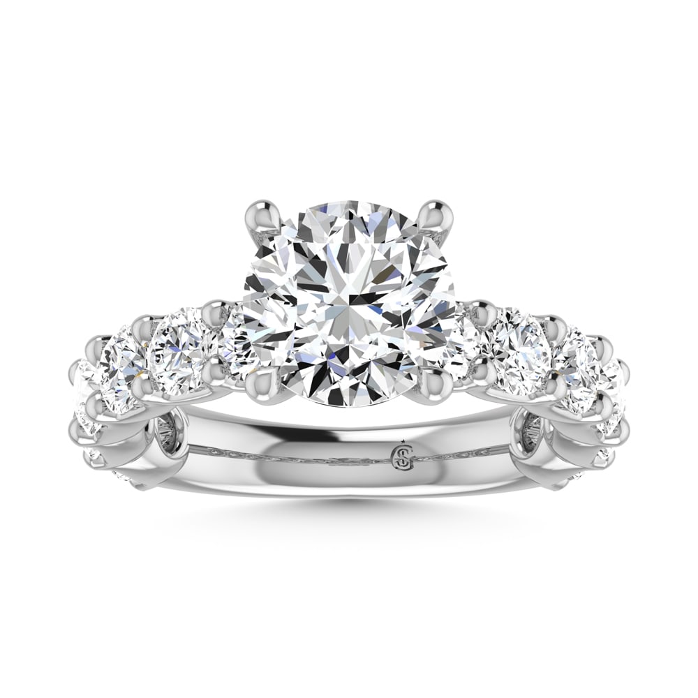 14K White Gold Lab Grown Diamond 5 3/8 Ct.Tw. Round Shape Three Forth Engagement Ring (IGI: 14K White Gold Lab Grown Diamond 5 3/8 Ct.Tw. Round Shape Three Forth Engagement Ring (IGI Certified Center 3CT) This elegant diamond engagement ring crafted in 14k white gold, features a brilliant ro