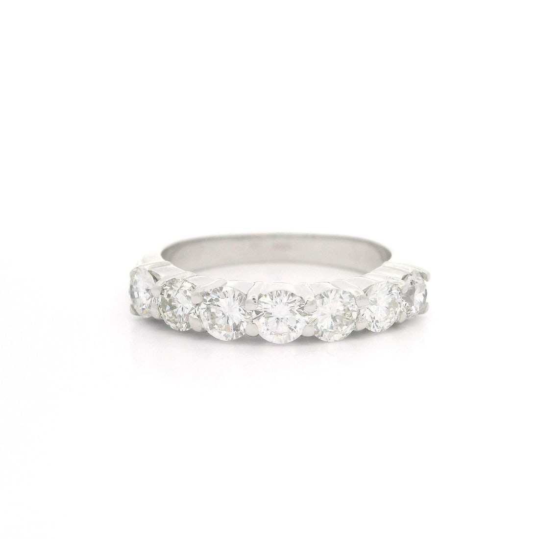 14k White Gold 1.26ctw 7 Diamond Band Ring Size 6.5