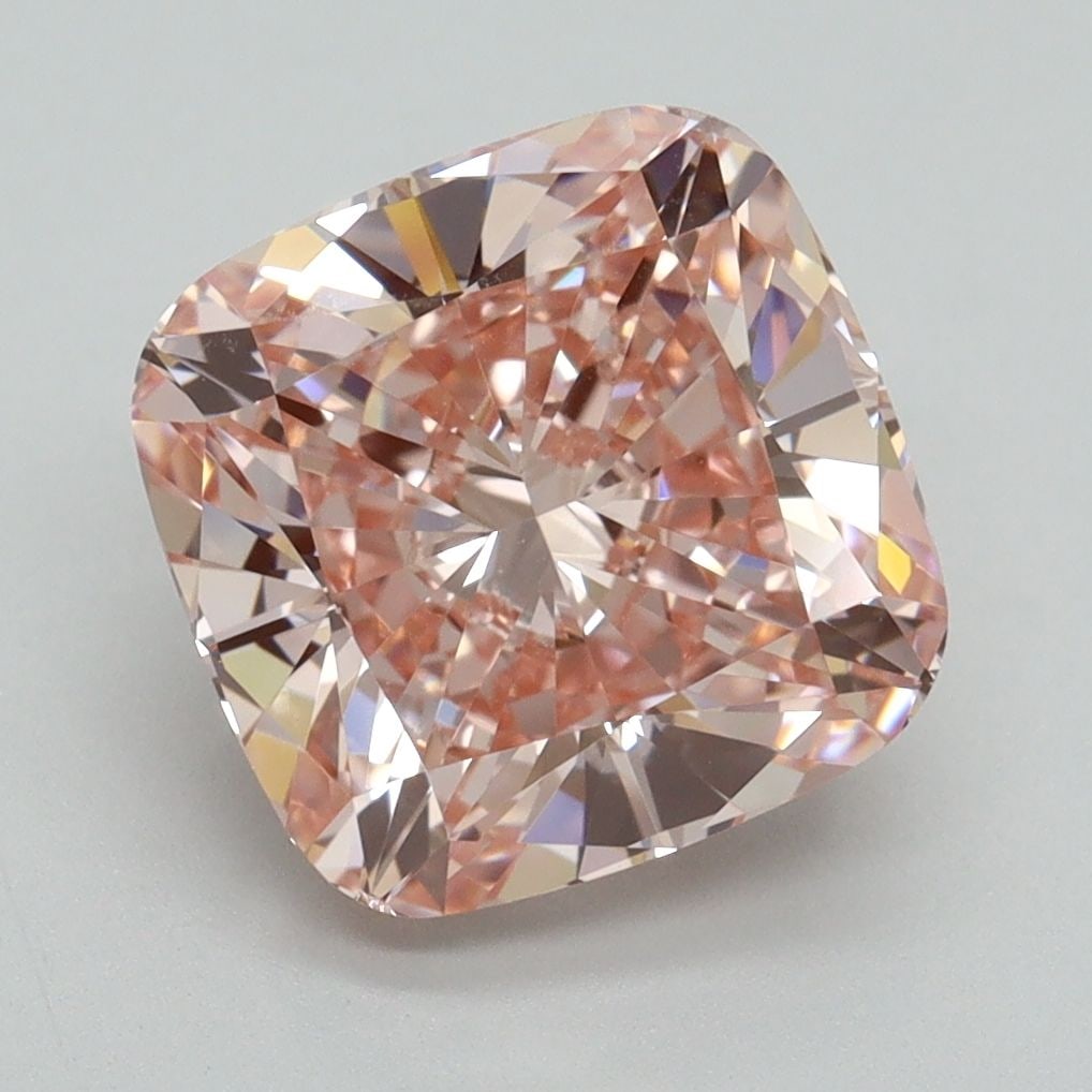 Loose Diamond - CUSHION BRILLIANT 4.09ct Fancy Vivid Pink VS1