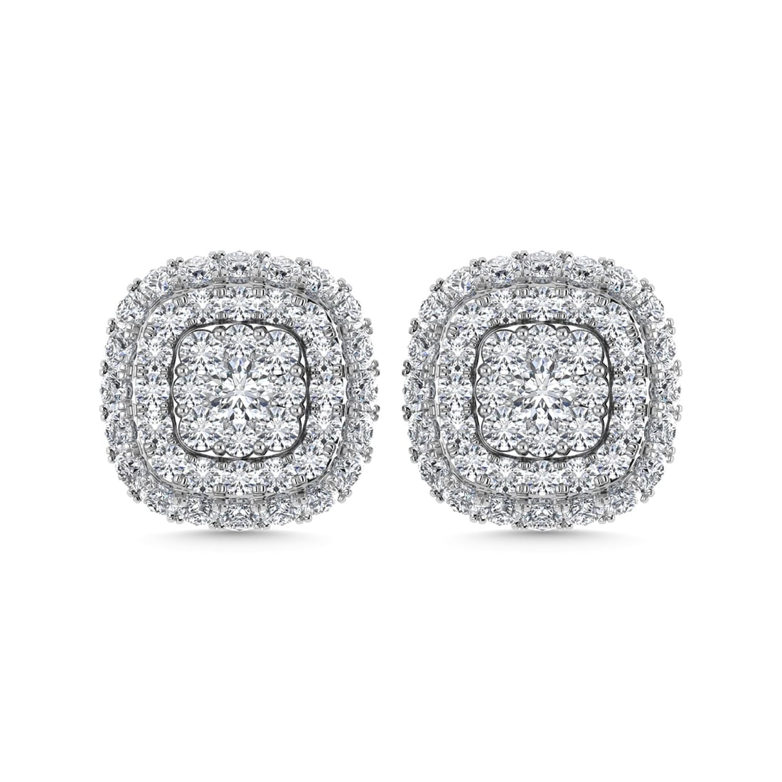 Diamond 5/8 Ct.Tw. Cluster Fashion Earrings in 14K White Gold