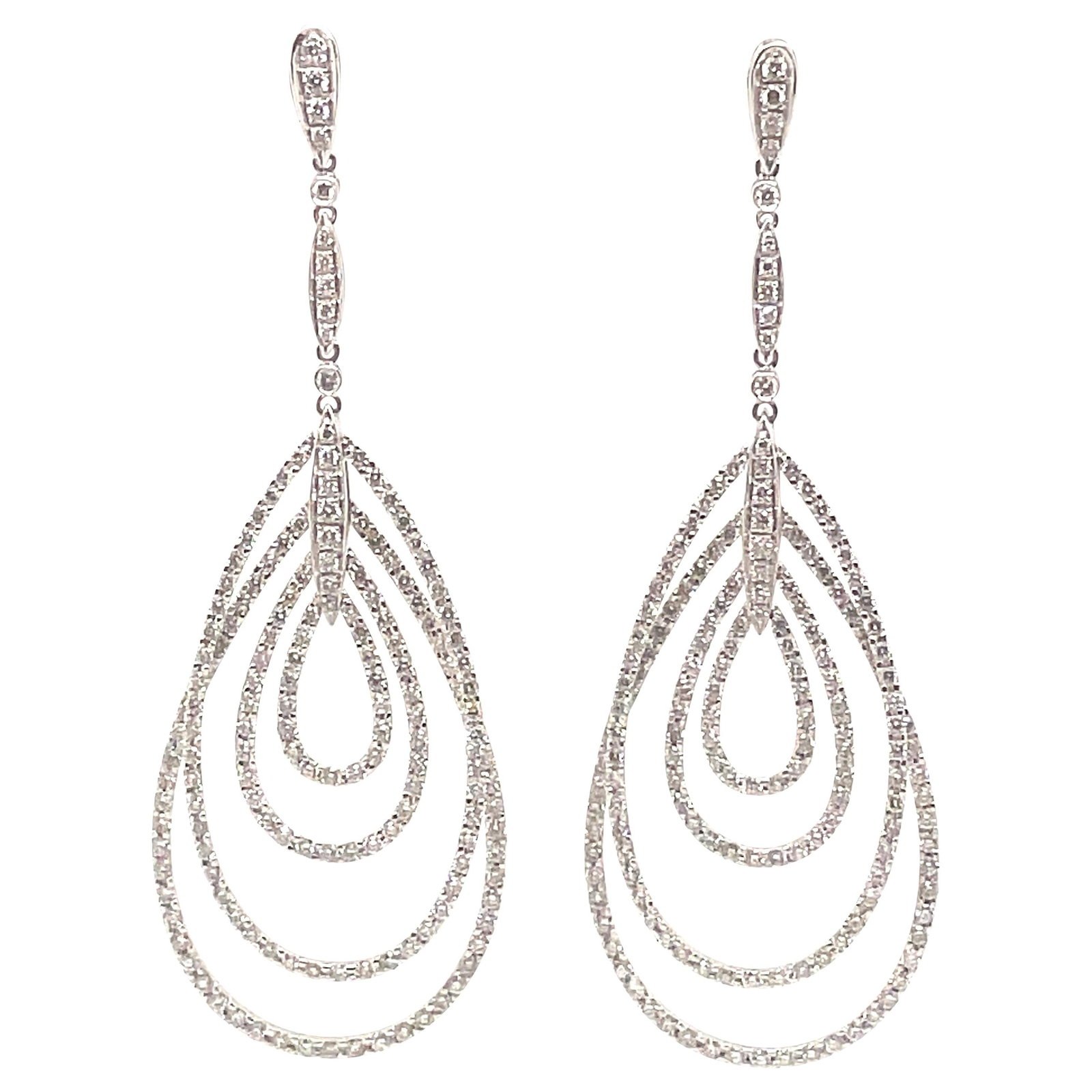340 Diamond 6.23ct Chandelier Earrings in 18k White Gold