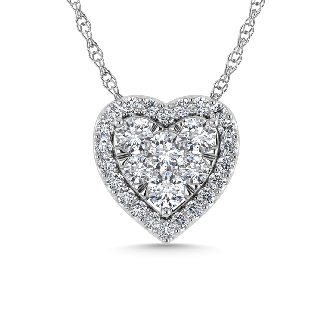 Diamond 1 Ct.Tw. Heart Pendant in 14K White Gold