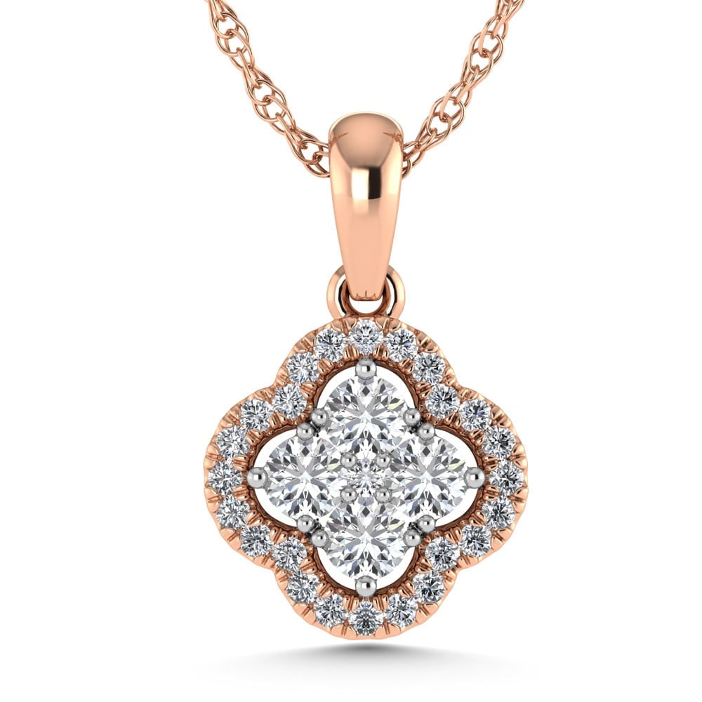14K Rose Gold 1/2 Ct.Tw. Diamond Fashion Pendant: 14K Rose Gold 1/2 Ct.Tw. Diamond Fashion Pendant 14k Rose Gold Stone Color: G-h Stone Clarity: Si2 Unless otherwise specified, pendants that include a chain are paired with our standard 18-inch length