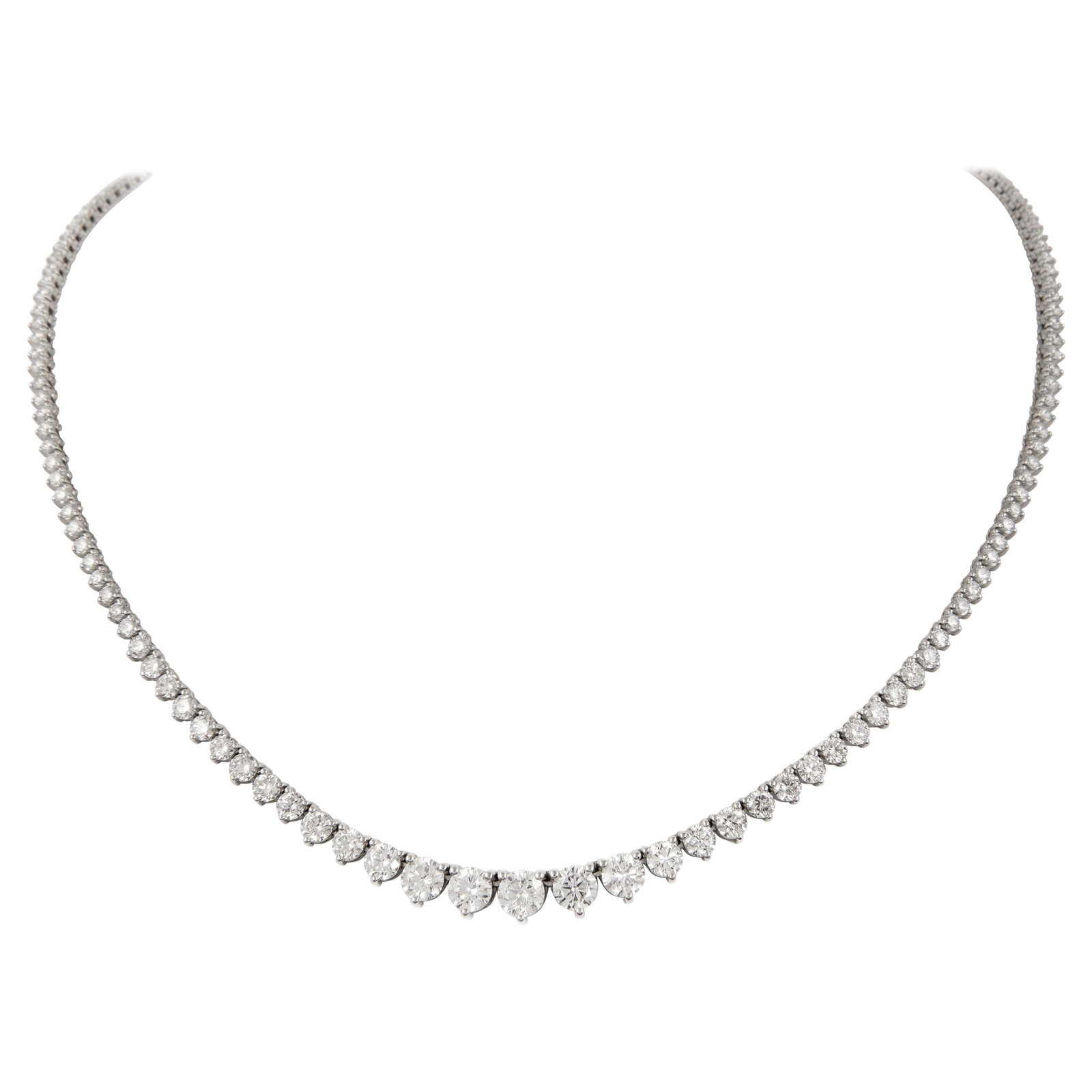 9.26ct Diamond Tennis Necklace 18k White Gold