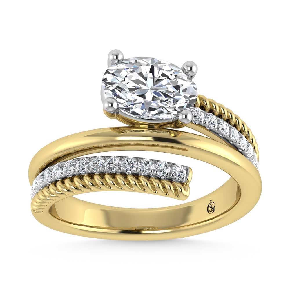 14K Yellow Gold 1 1/5 Ct.Tw. Oval and Round Lab Grown Diamond Fashion Ring