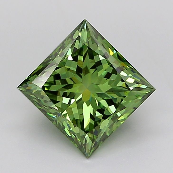 Loose Diamond - PRINCESS 3.2ct Fancy Vivid Green VS1