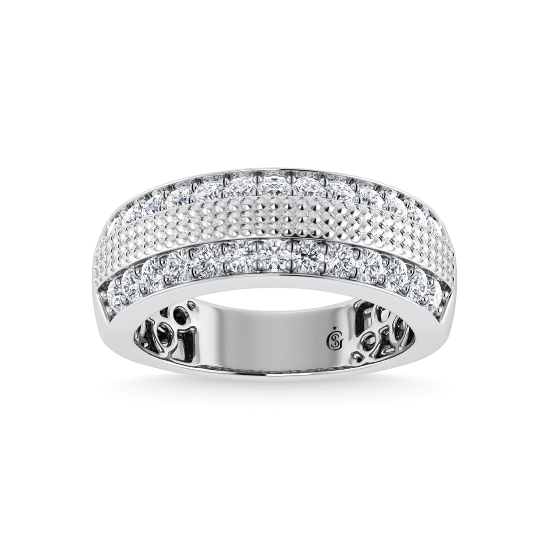 14K White Gold Diamond 1 Ct.Tw. Mens Ring