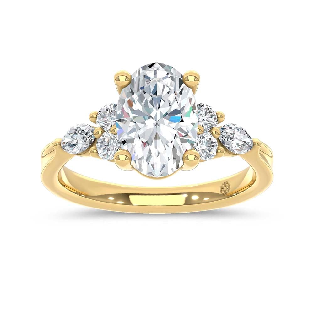 14K Yellow Gold Lab Grown Diamond 2 1/2 Ct.T. Enagagement Ring (IGI Certified Center 2ct)