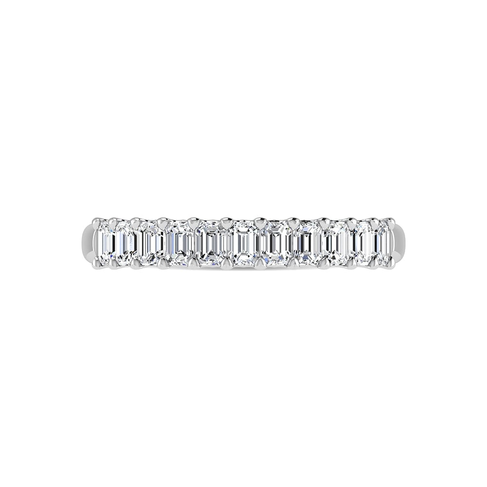 14K White Gold Lab Grown Diamond 1 Ct.Tw. Halfway Emerald Wedding Band