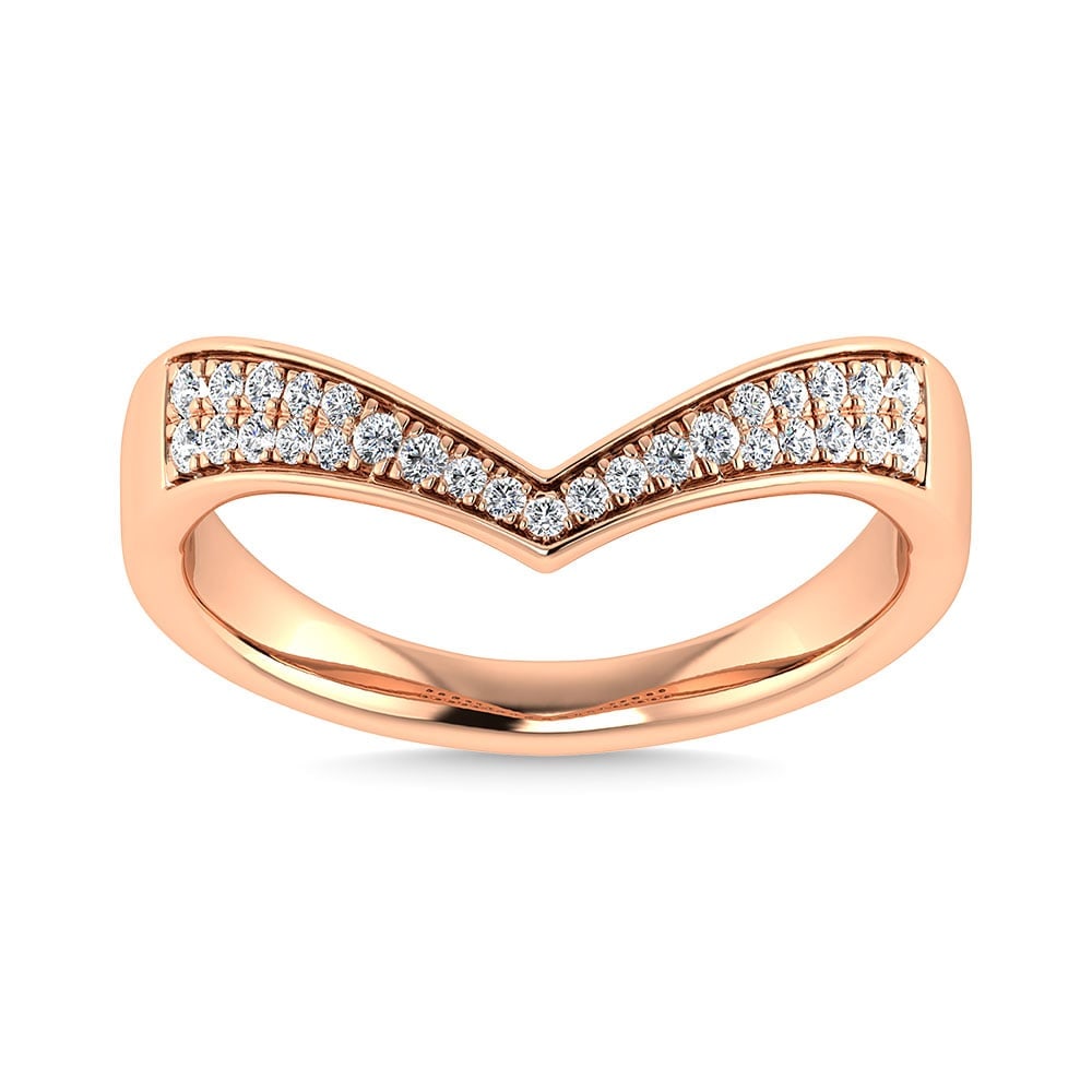 Diamond Wedding Band 1/6 Ct.tw in 14K Rose Gold: Diamond Wedding Band 1/6 Ct.tw in 14K Rose Gold 14k Rose Gold Stone Color: Gh Stone Clarity: Si2 Each ring is presented in standard size 6.5. Complimentary resizing is available between sizes 510 (in 
