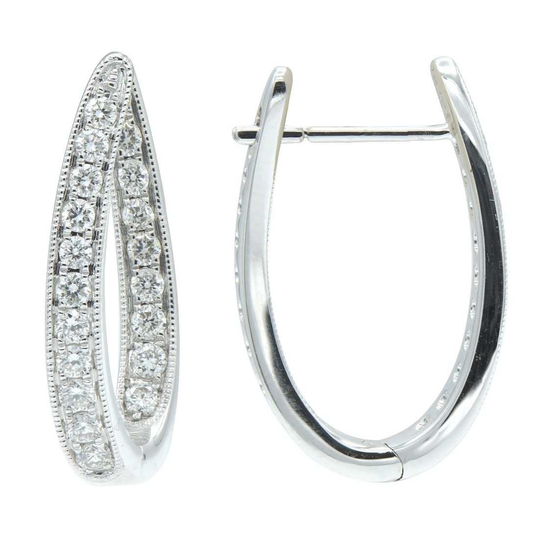 Harbor Diamonds In and Out Diamond Hoop Earrings 0.65ct 14K White Gold