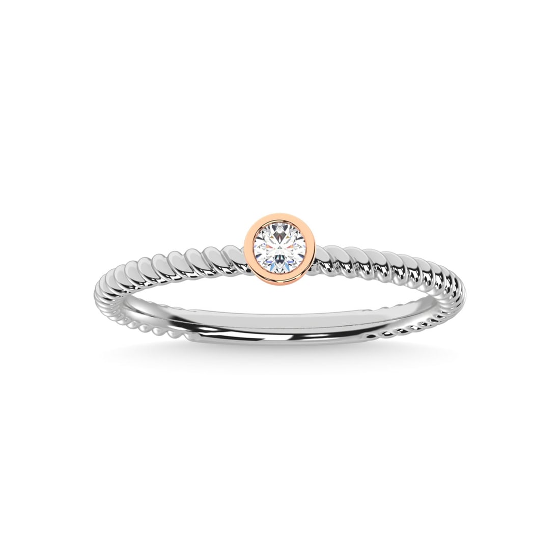 14K Two Tone Diamond 1/10 Ct.Tw. Anniversary Ring