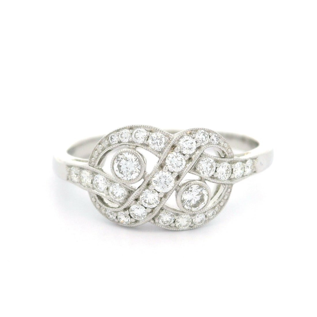 Kwiat Vintage 18K White Gold Diamond Knot Ring 0.40ctw