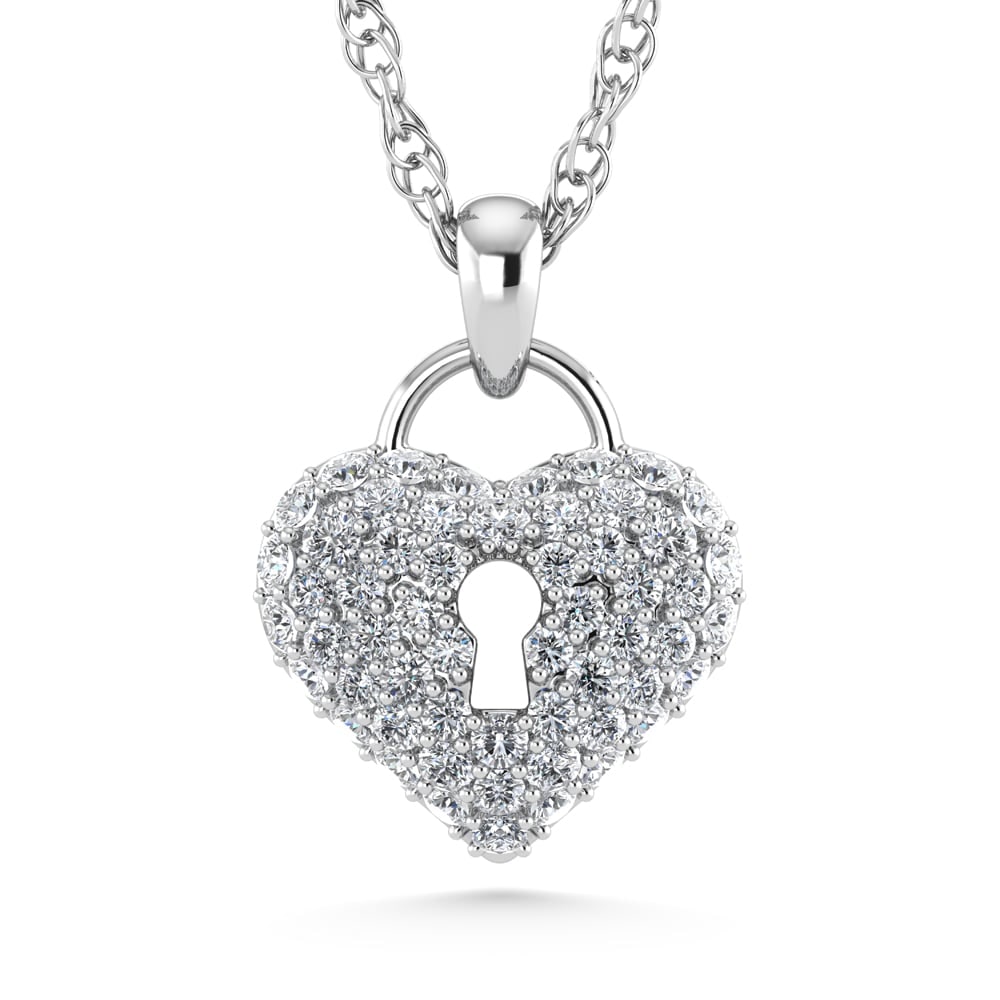 10K White Gold Diamond 1 Ct.Tw. Heart Pendant