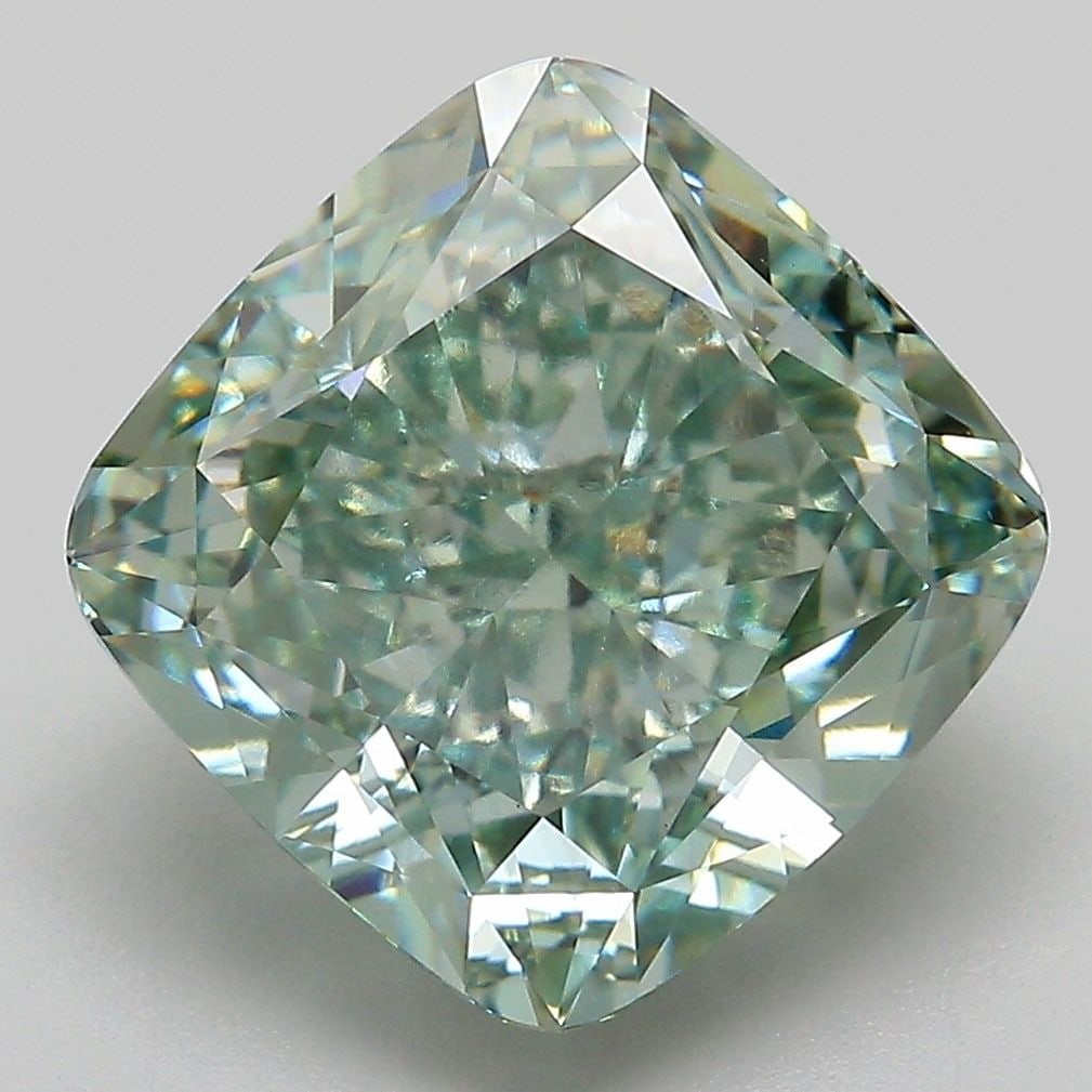 Loose Diamond - CUSHION MODIFIED 7.09ct Fancy Intense Green VS1