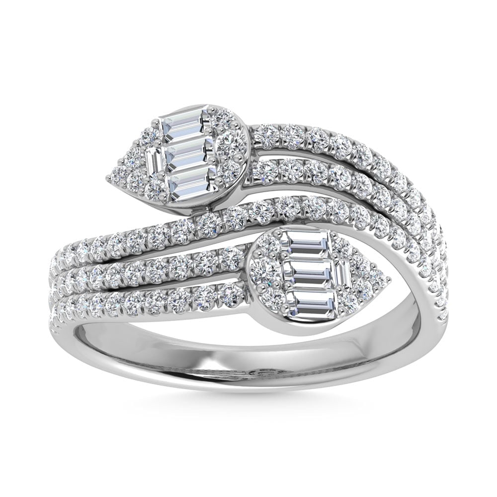 14K White Gold Diamond 3/4 Ct.Tw. Fashion Ring: 14K White Gold Diamond 3/4 Ct.Tw. Fashion Ring 14k White Gold Stone Color: G-h Stone Clarity: Si2 Each ring is presented in standard size 6.5. Complimentary resizing is available between sizes 510 (in